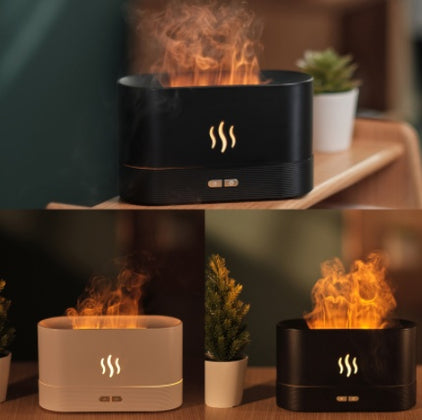 Aroma Diffuser With Flame Light Mist Humidifier Aromatherapy Diffuser With Waterless Auto-Off Protection For Spa Home Yoga Office