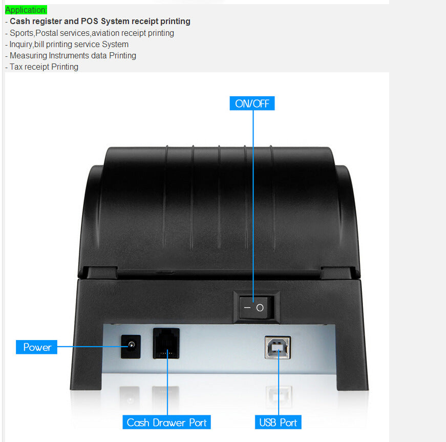 Thermal printer POS-5890T supermarket cash register printer usb small ticket printer